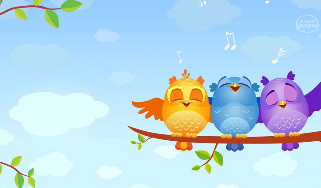 Cute Cartoon Bird Singing Wallpaper Hd Desktop Wallpapers Background - Desktop Wallpaper Hd Cartoon