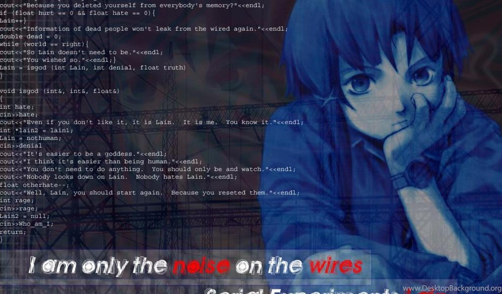 Lain Blue Serial Experiment Lain Lain Code Noise Blue Hd Wallpaper Desktop Background