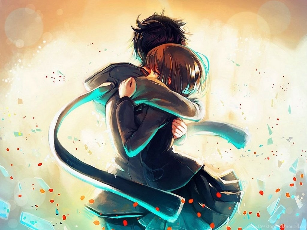 Animated Hugs Of Boy And Girl Desktop Background