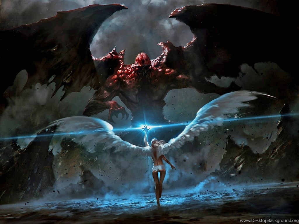 Wallpapers Angel Vs Horrible Diablo 1440 X 1080 Fantasy Fairy Desktop Background