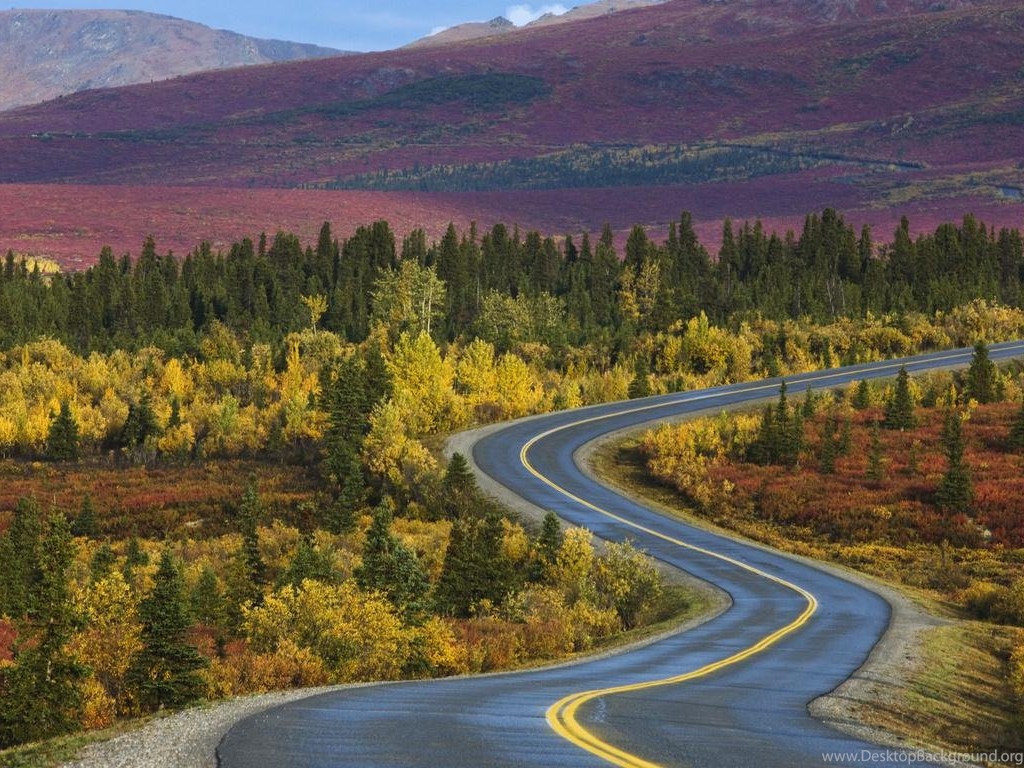 Аляска США. Извилистая дорога. Дальние дороги.
