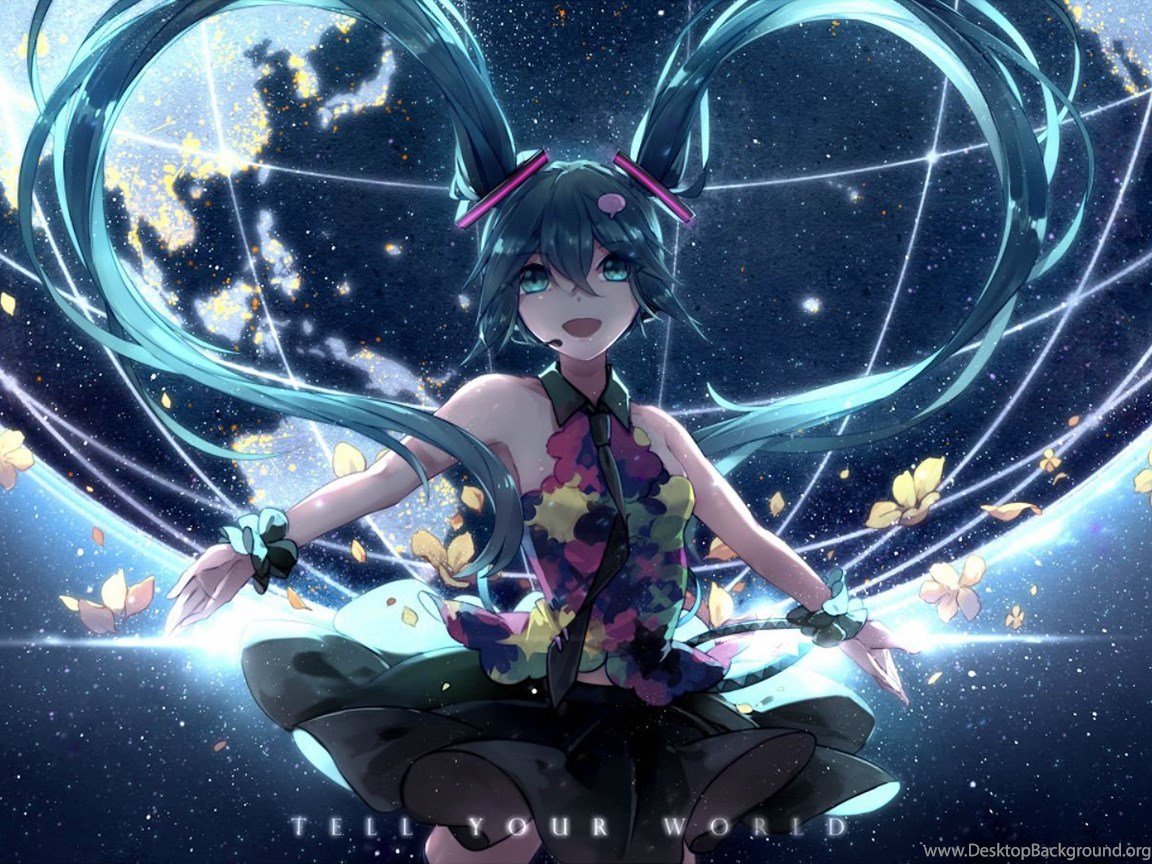 Hatsune Miku Long Hair Lyodi Skirt Stars Tell Your World Vocaloid Desktop Background Hatsune Miku Long Hair Lyodi Skirt Stars Tell Your World Vocaloid Desktop Background