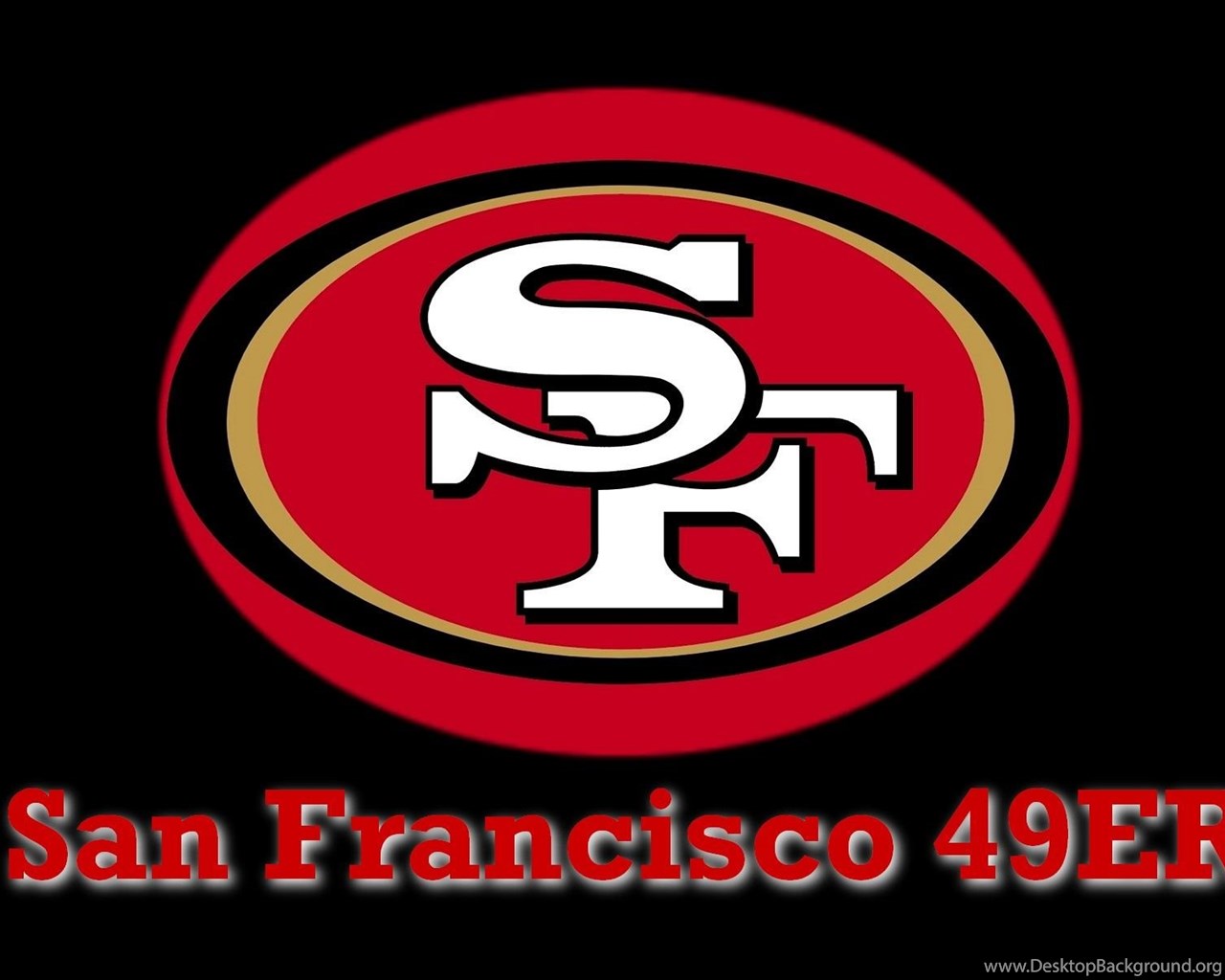 San Francisco 49ers Logo On Black Backgrounds 1920x1200 Wide Nfl Desktop Background