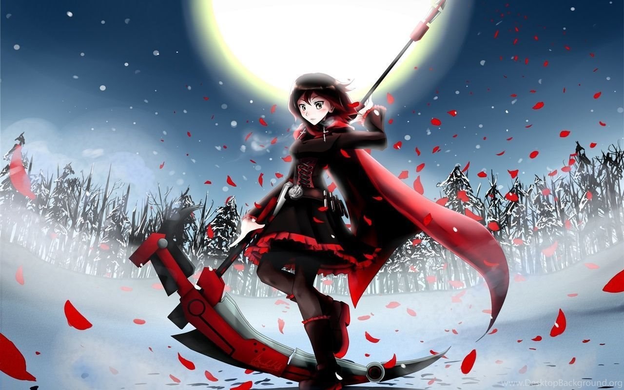 Anime Girl At Winter Night Moon Fields Wallpapers Desktop Background