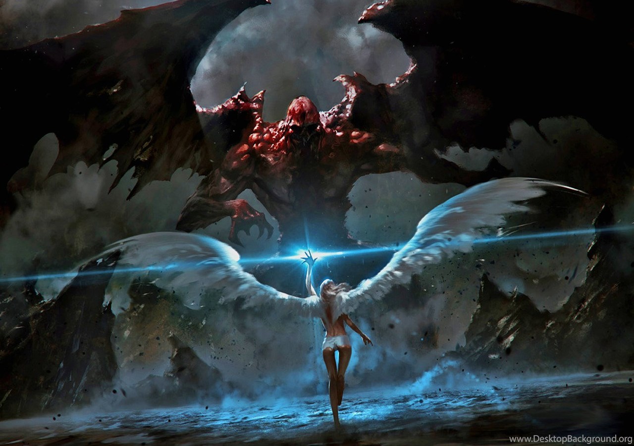 Wallpapers Angel Vs Horrible Diablo 1440 X 1080 Fantasy Fairy Desktop Background