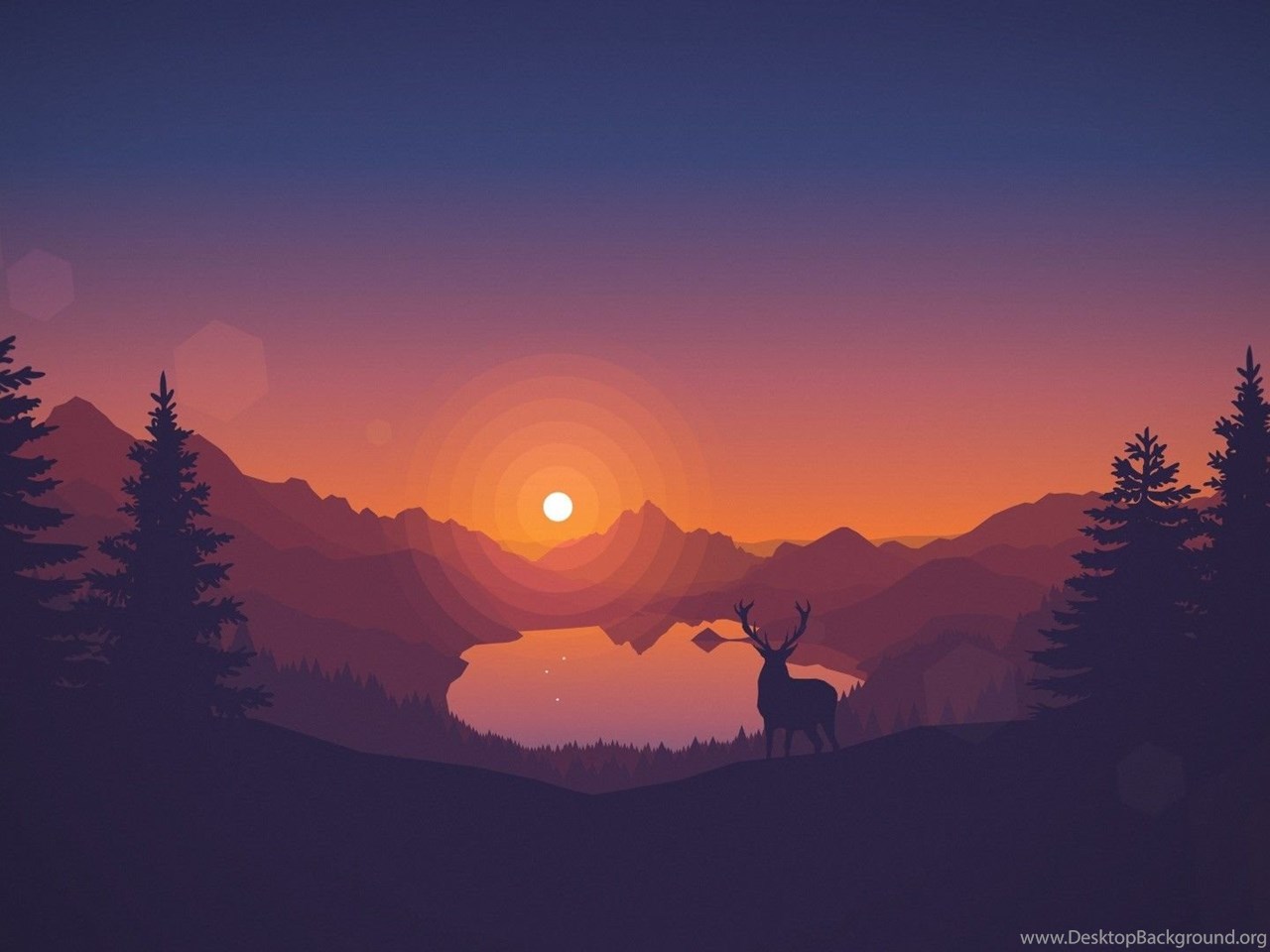 Deer Overlooking A Lake At Sunset Wallpapers — WppShack.com Desktop ...