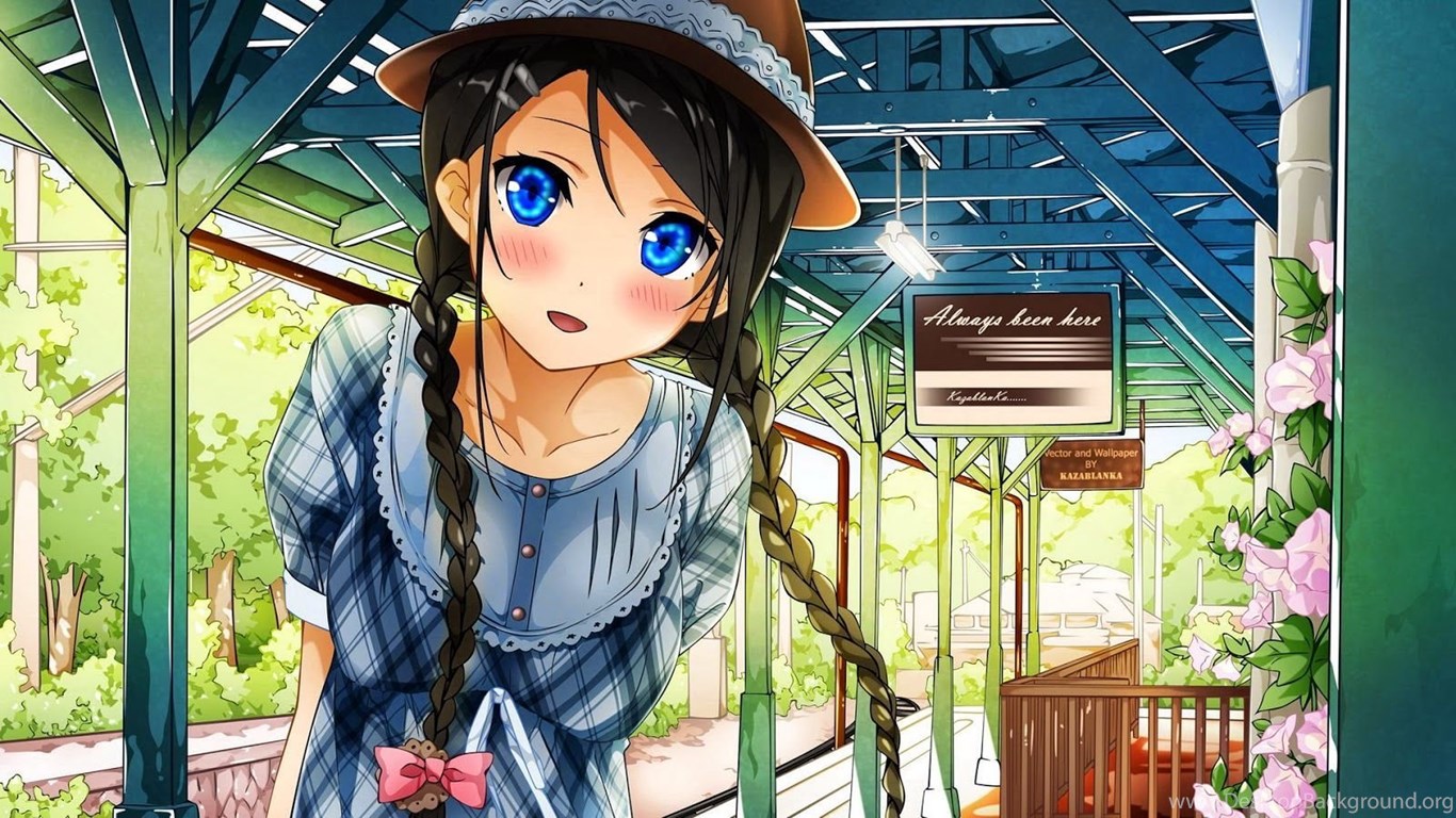 Cute Anime Girl With Big Blue Eyes Wallpapers Desktop Background