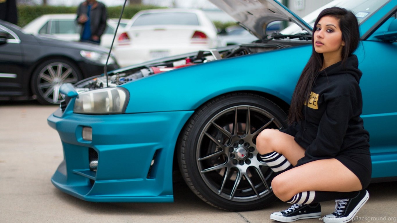 Girl Next To Blue Modified Car HD Wallpapers For Your PC, Mac Or  Desktop Background