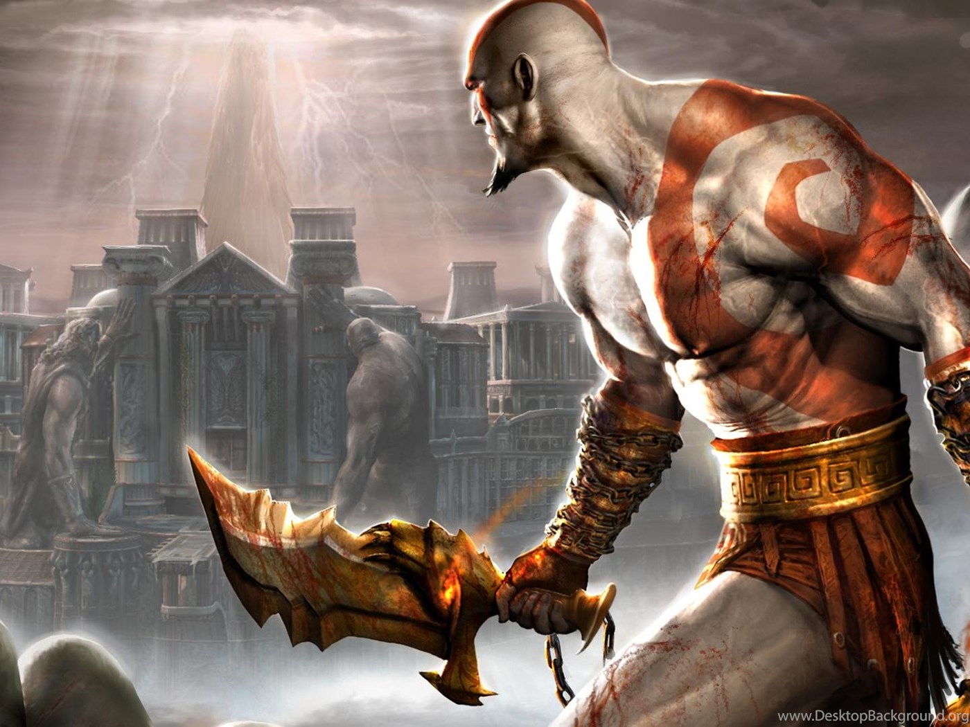Download Wallpapers Kratos With A Knife God Of War 2 1920 X 1080