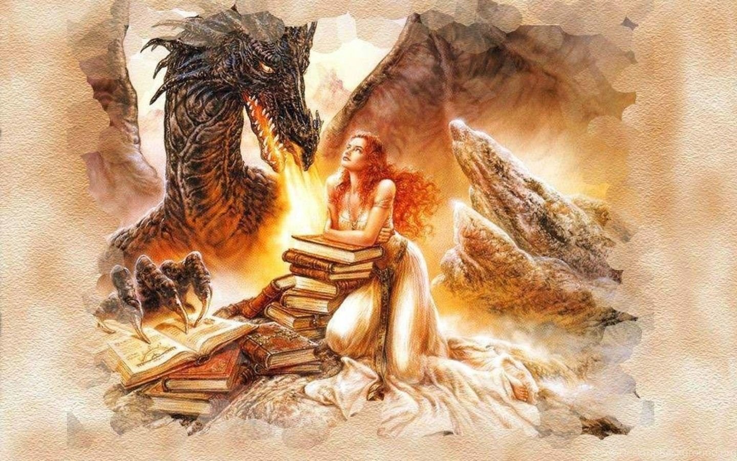 Рисунки девушка и дракон