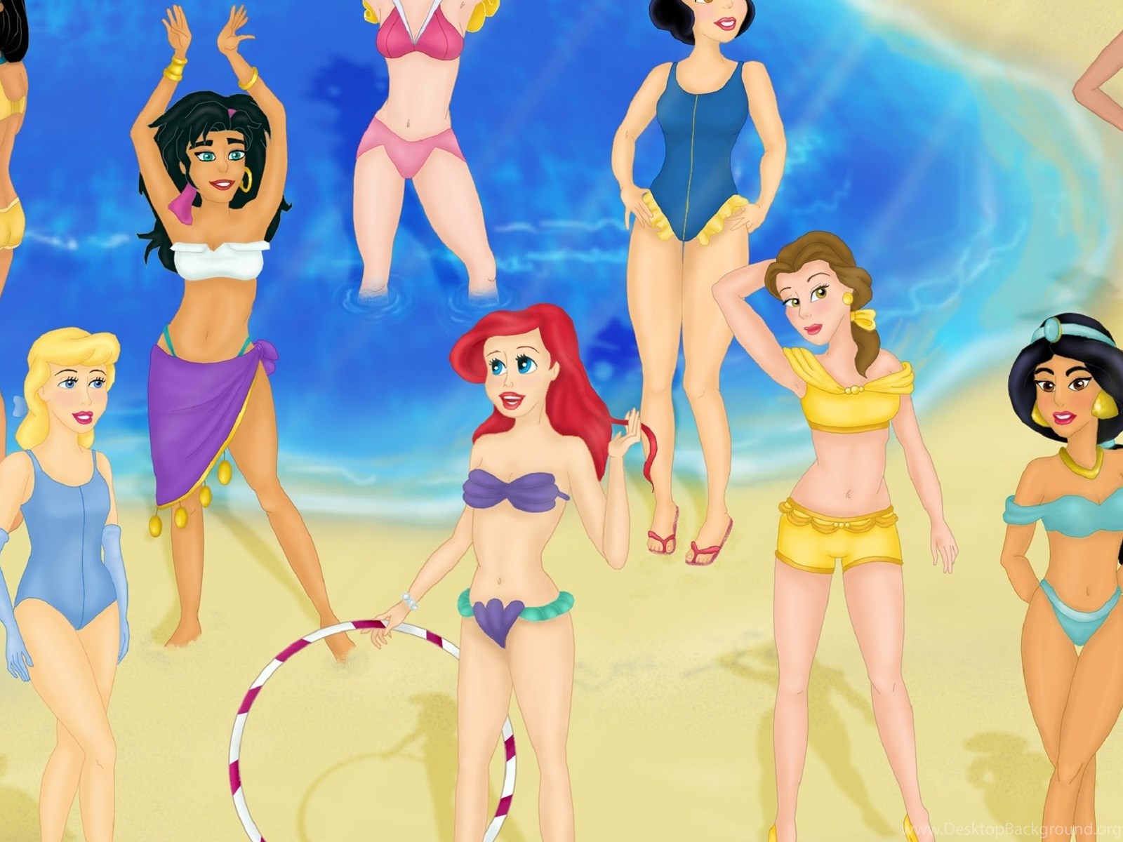 Download 2560x1440 Disney, Swimwear, Art, Disney Princesses Swimsuits ... 