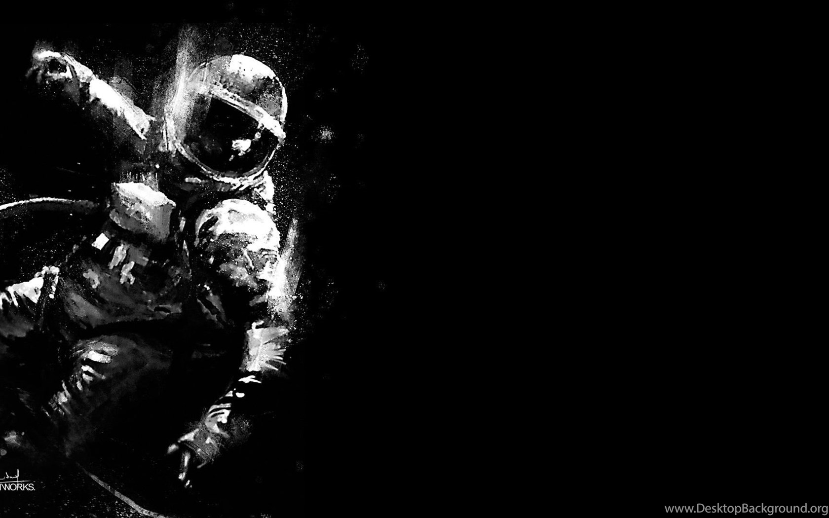 Art Black & White Astronaut Desktop Background