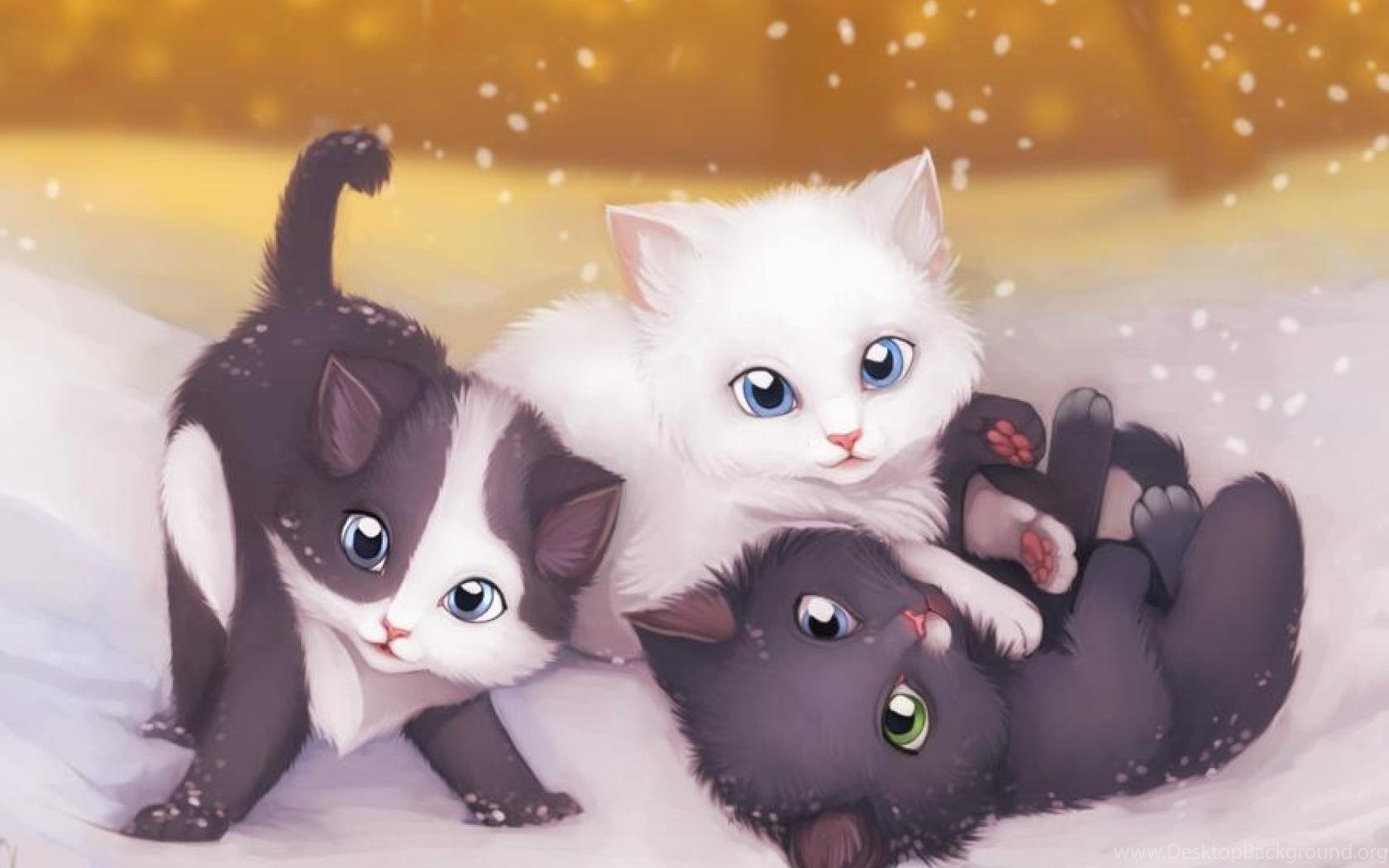 Няшные котики. Котята аниме. Аниме кошка. Милые мультяшные котята. Милые котики арт.