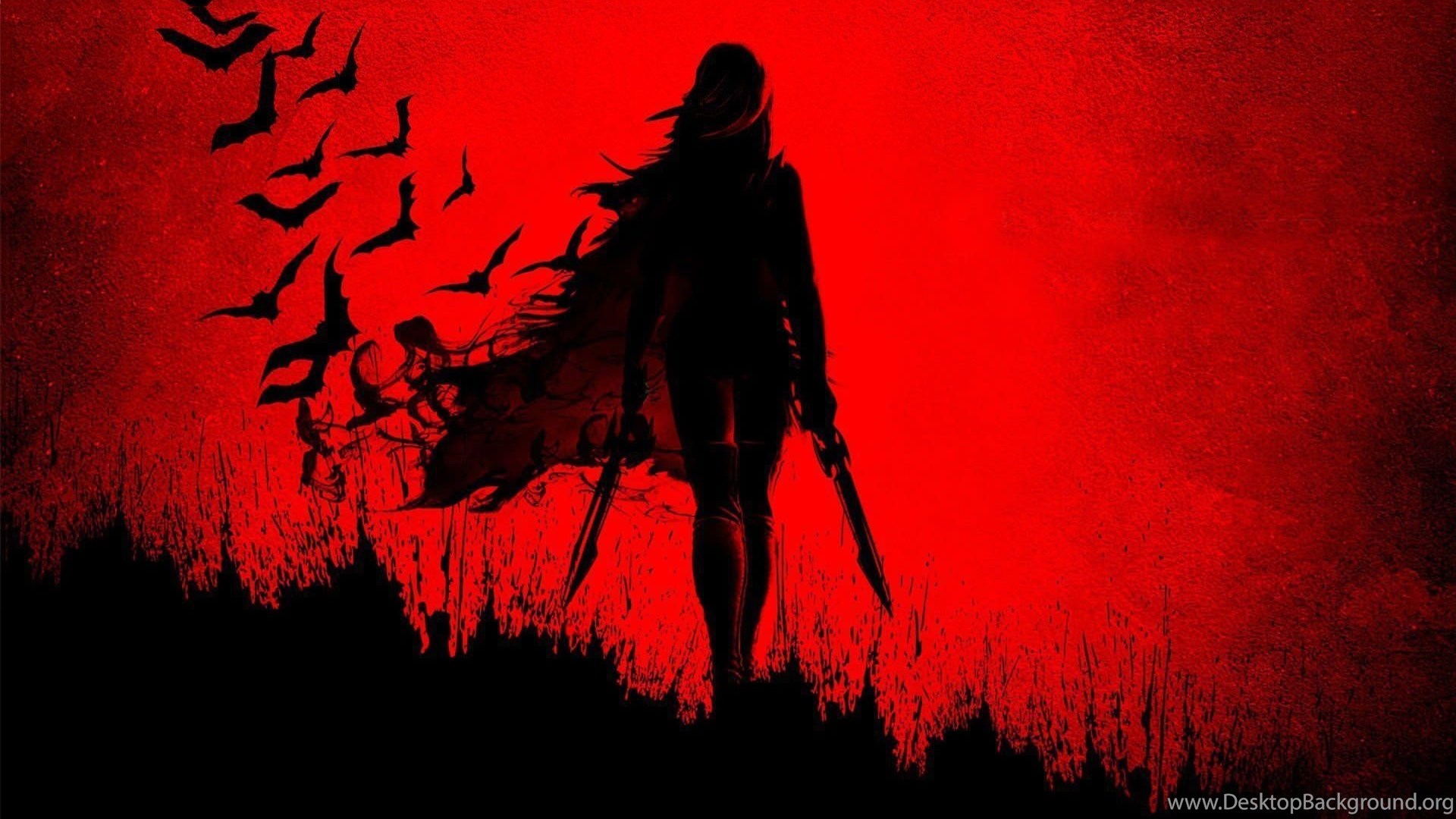 Blade girl shadow wide red  Sword Anime  Wallpapers  Desktop 
