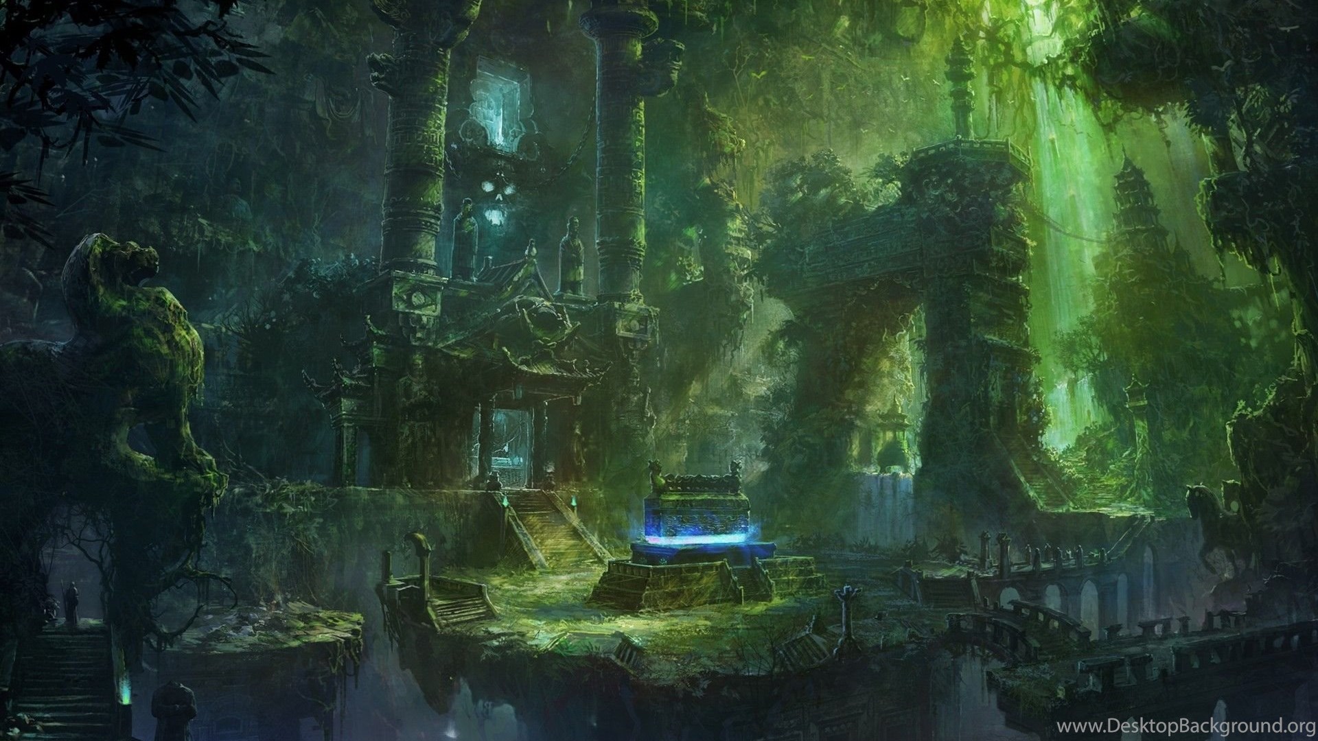Fantasy Forest Ruins Buildings Jungles Wallpapers Desktop Background