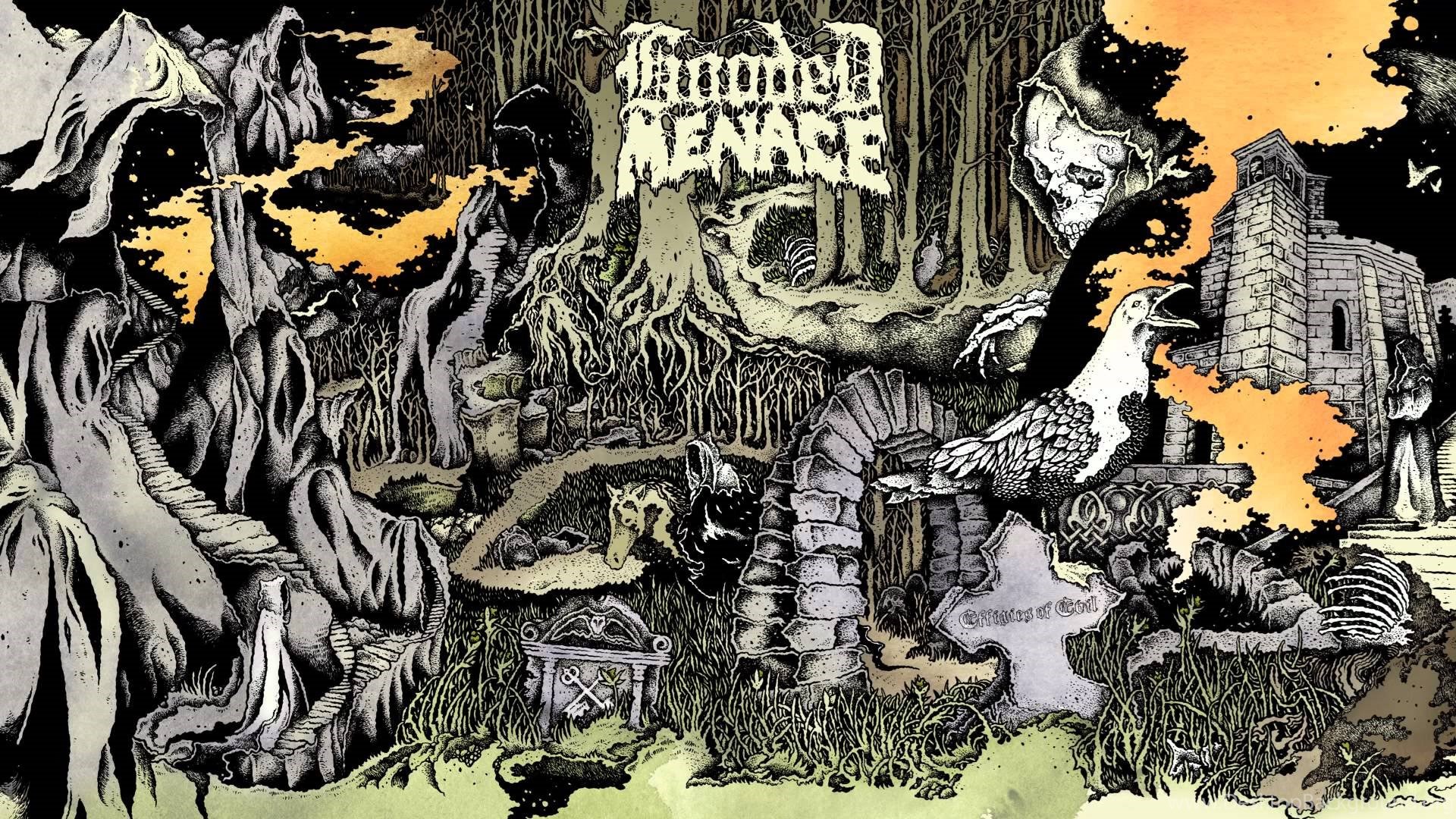 No rest for the wicked патч. Sect of Evil группа. Chime Diabolicus Hooded Menace. Baroness группа. John Dyer Baizley Art.