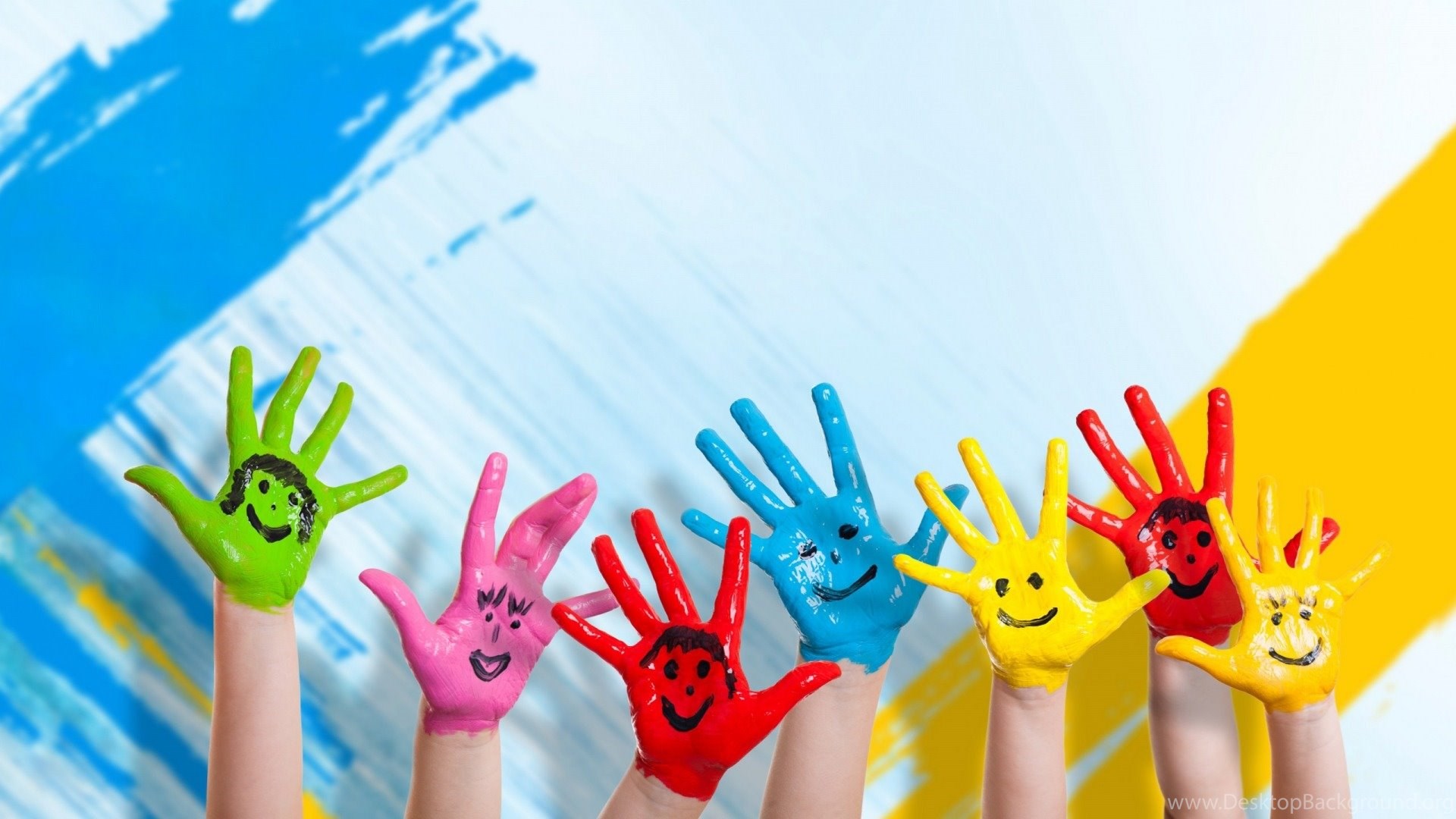 1 июня в детском саду. Международный день защиты детей. Разноцветные ладошки. Ладони в краске. Творчество картинки для детей.