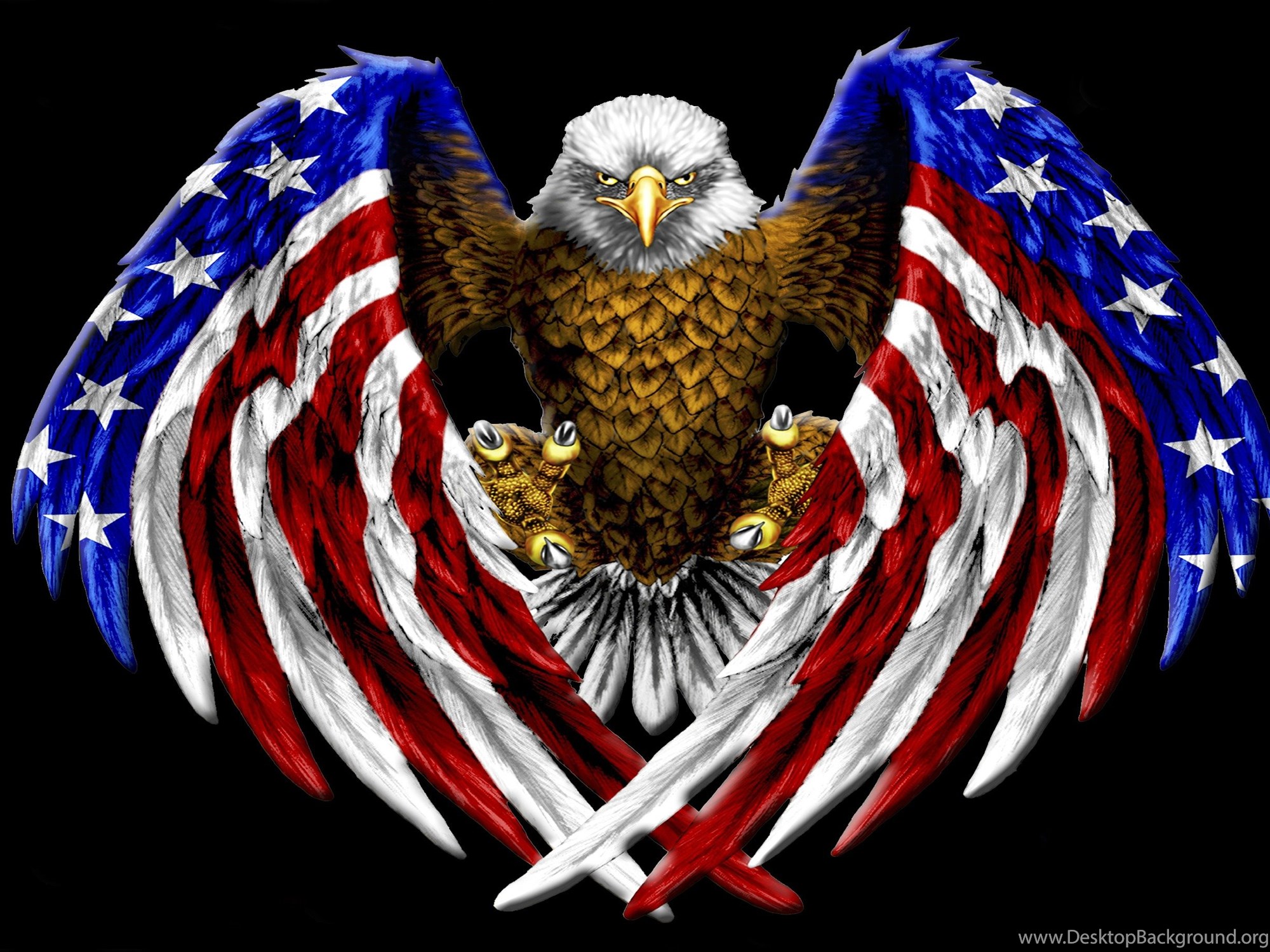 Birds: American Bald Eagle Freedom Wings Flag Talons Desktop ...