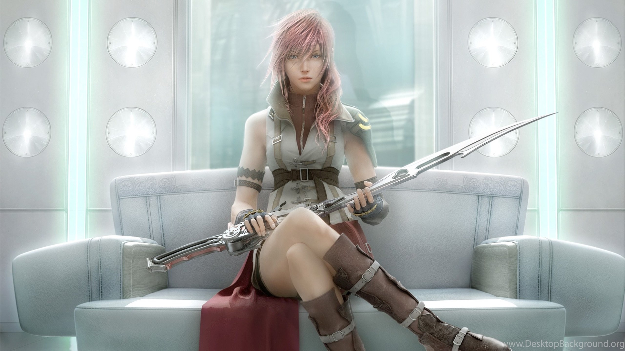 Download Wallpapers 3840x2160 Final Fantasy Xiii Girl Sword Look