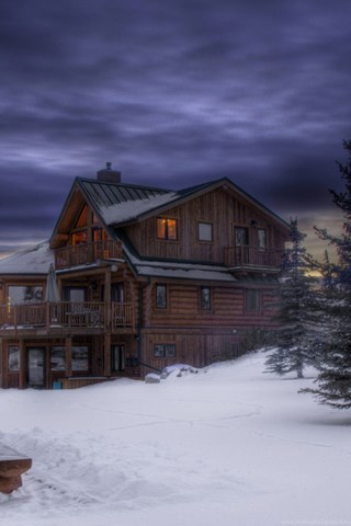 Logs Tag Wallpapers Snowbound Log Cabin Mountains Hdr Snow Winter