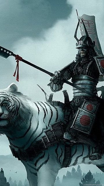 Download 1280x720 Samurai On A White Tiger Wallpapers Desktop Background