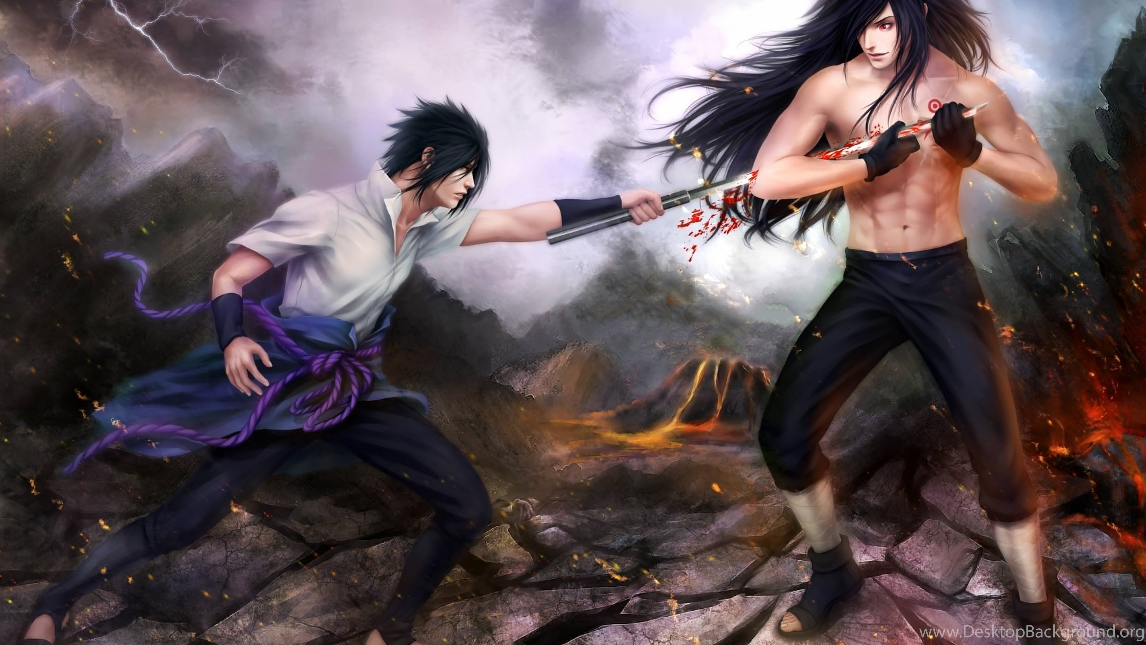 Art Naruto Sasuke Uchiha Madara Uchiha Battle Wallpapers ...