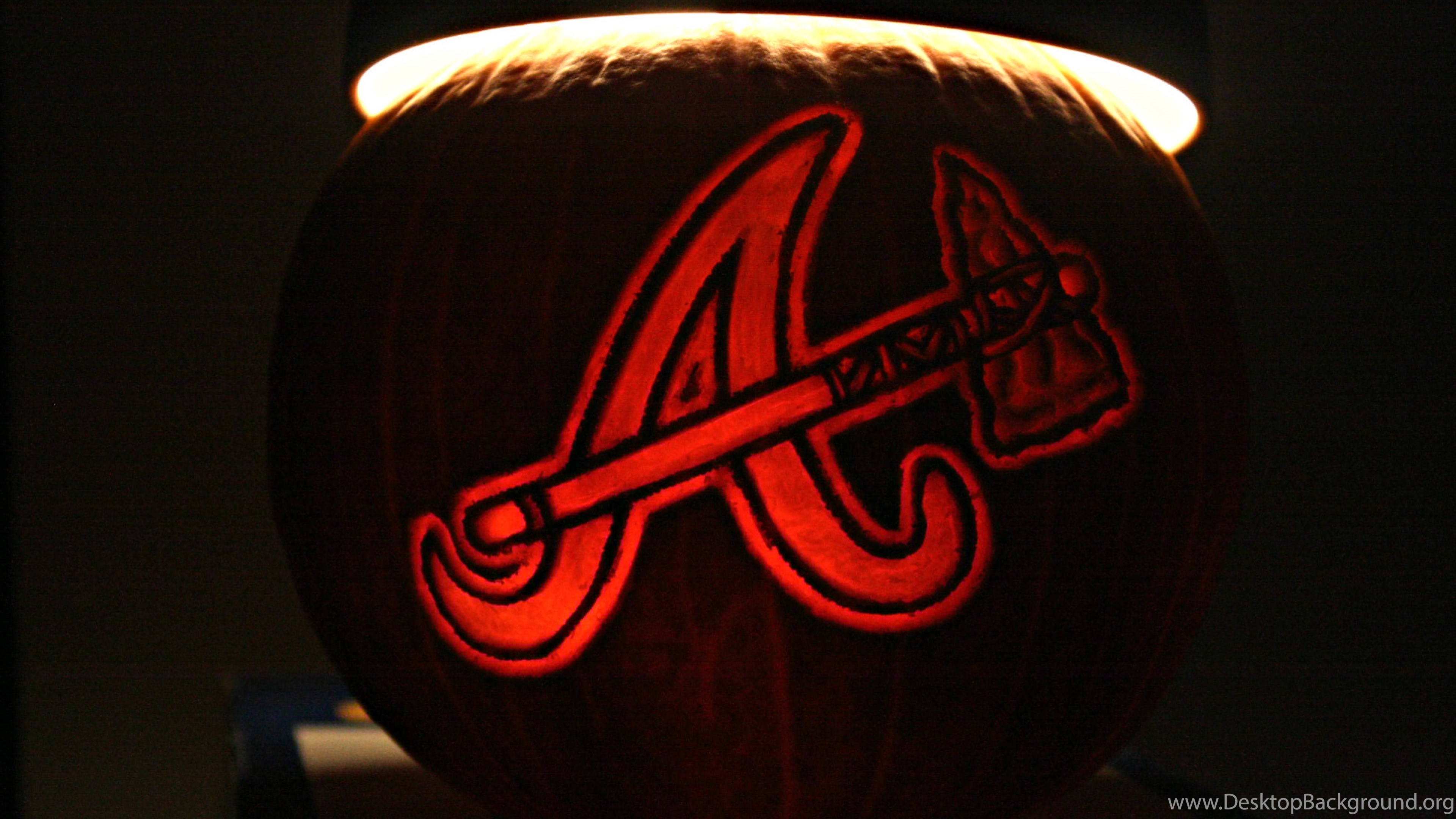 Atlanta Braves Baseball Mlb Halloween Pumpkin F Wallpapers Desktop Background