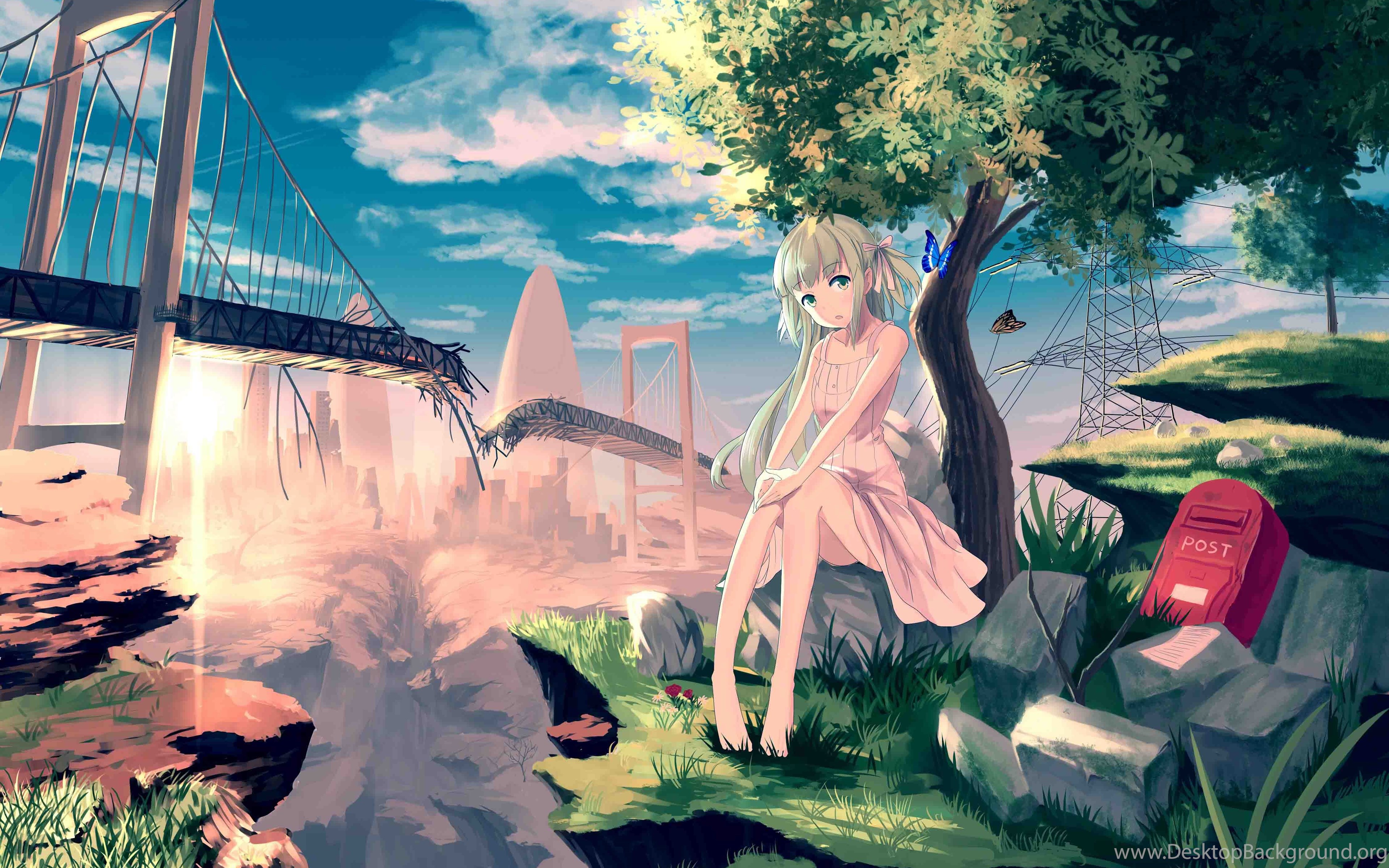 Cute Anime Girl Waiting Wallpapers Dreamlovewallpapers Desktop Background