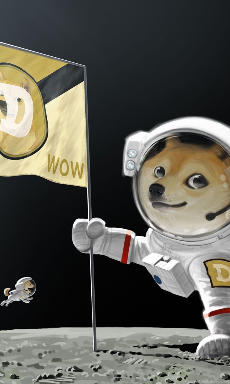 Doge Dog Astronaut Meme Moon Landing Earth Planet Flag Wallpapers ...