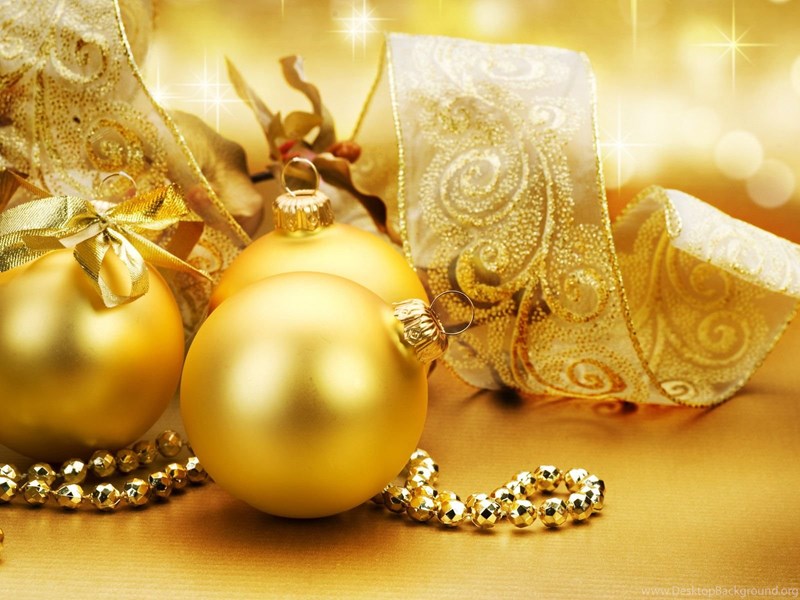 Gold Christmas Ornaments Wallpapers Desktop Background