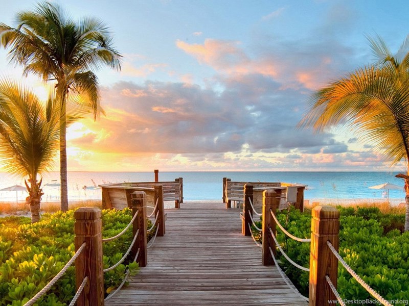 Tropical Summer Beach And View Of The Sea Bridge