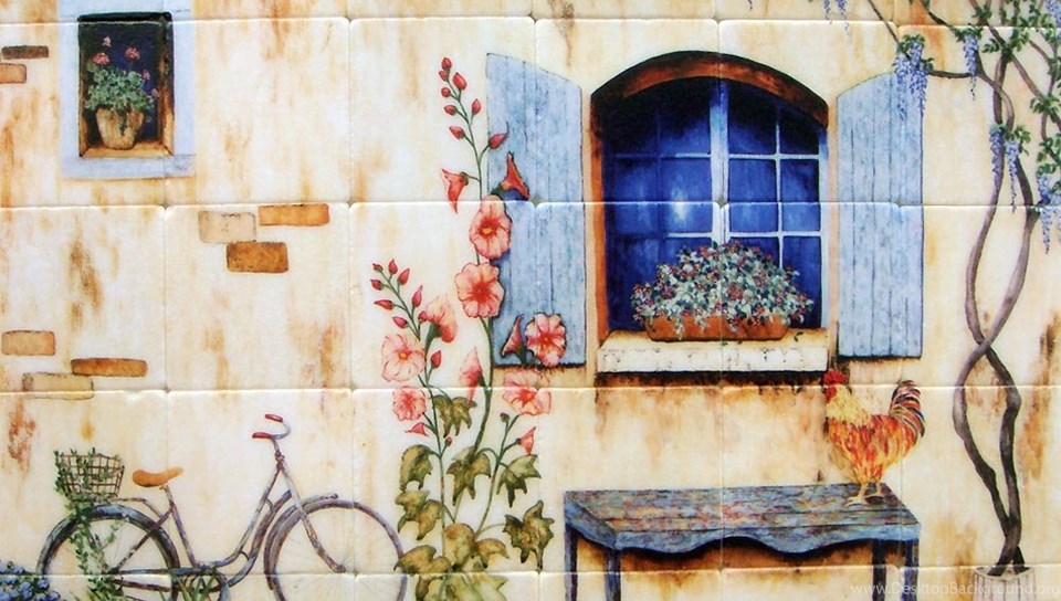 French Country Kitchen Backsplash Tiles Wall Murals Desktop