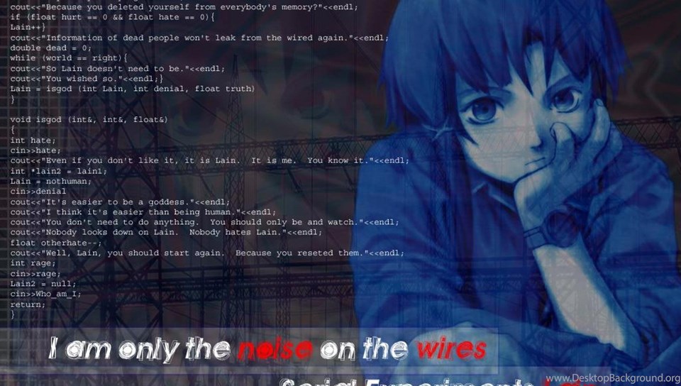 Lain Blue Serial Experiment Lain Lain Code Noise Blue Hd Wallpaper Desktop Background