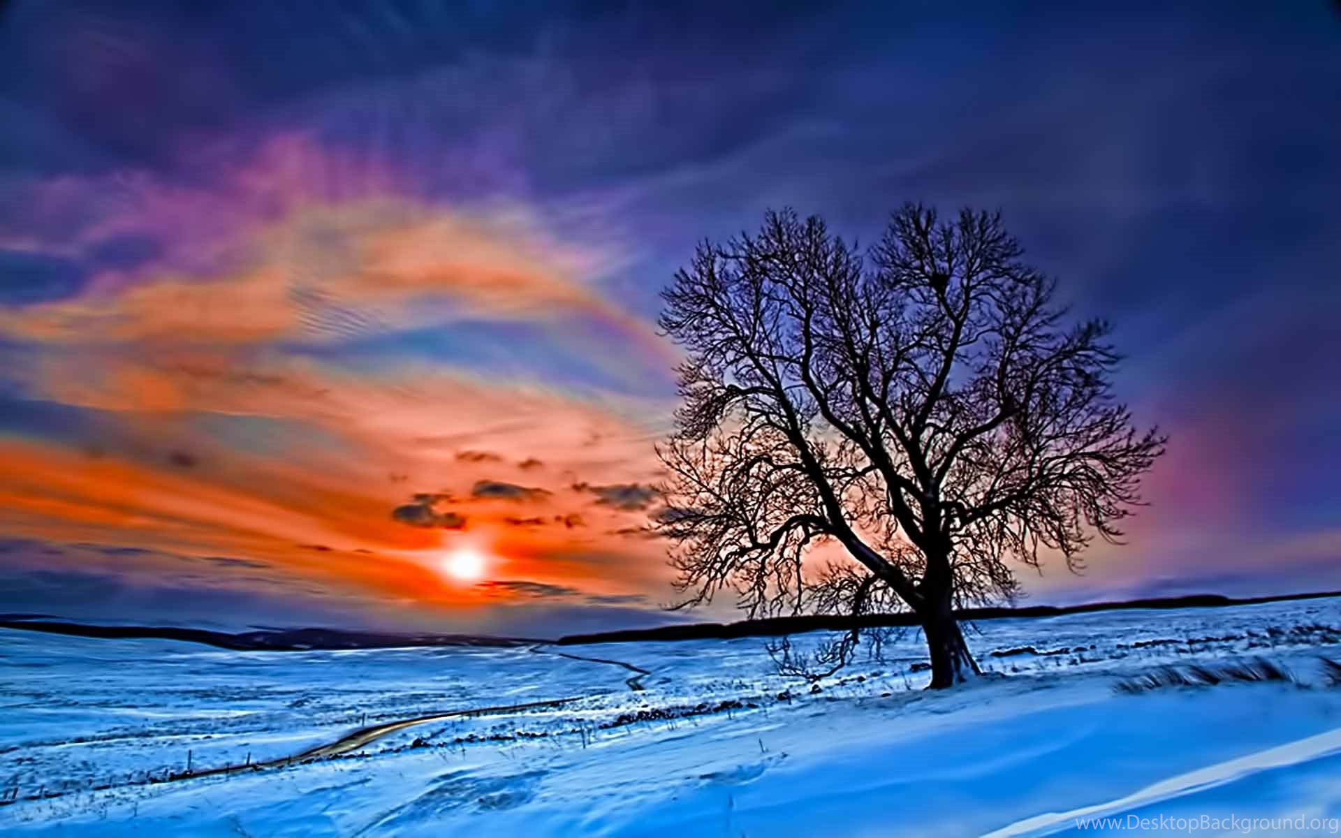 Winter Sunset Desktop Wallpaper, Winter ...