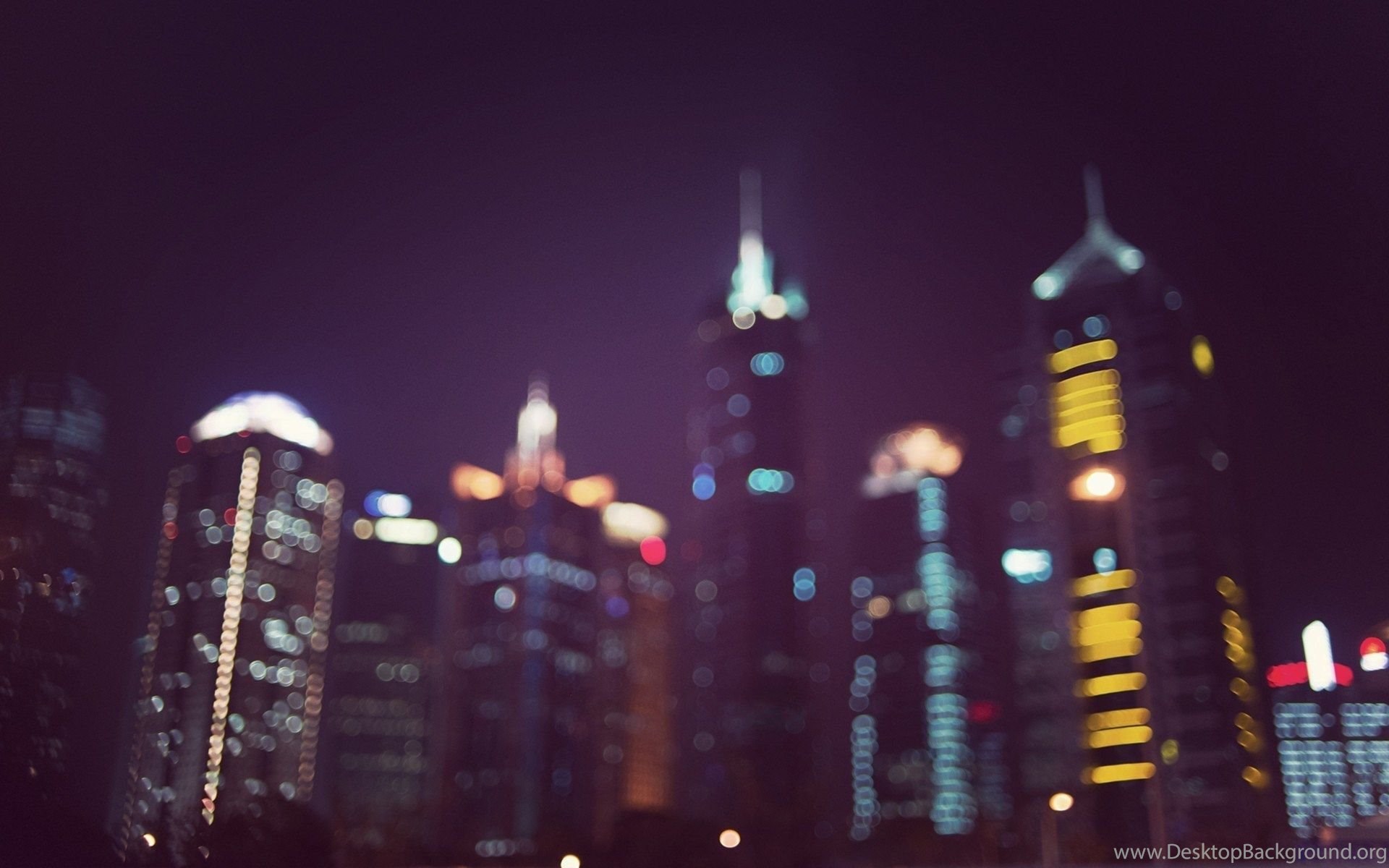 Shanghai China City Night Lights Buildings Bokeh Hd Desktop Background