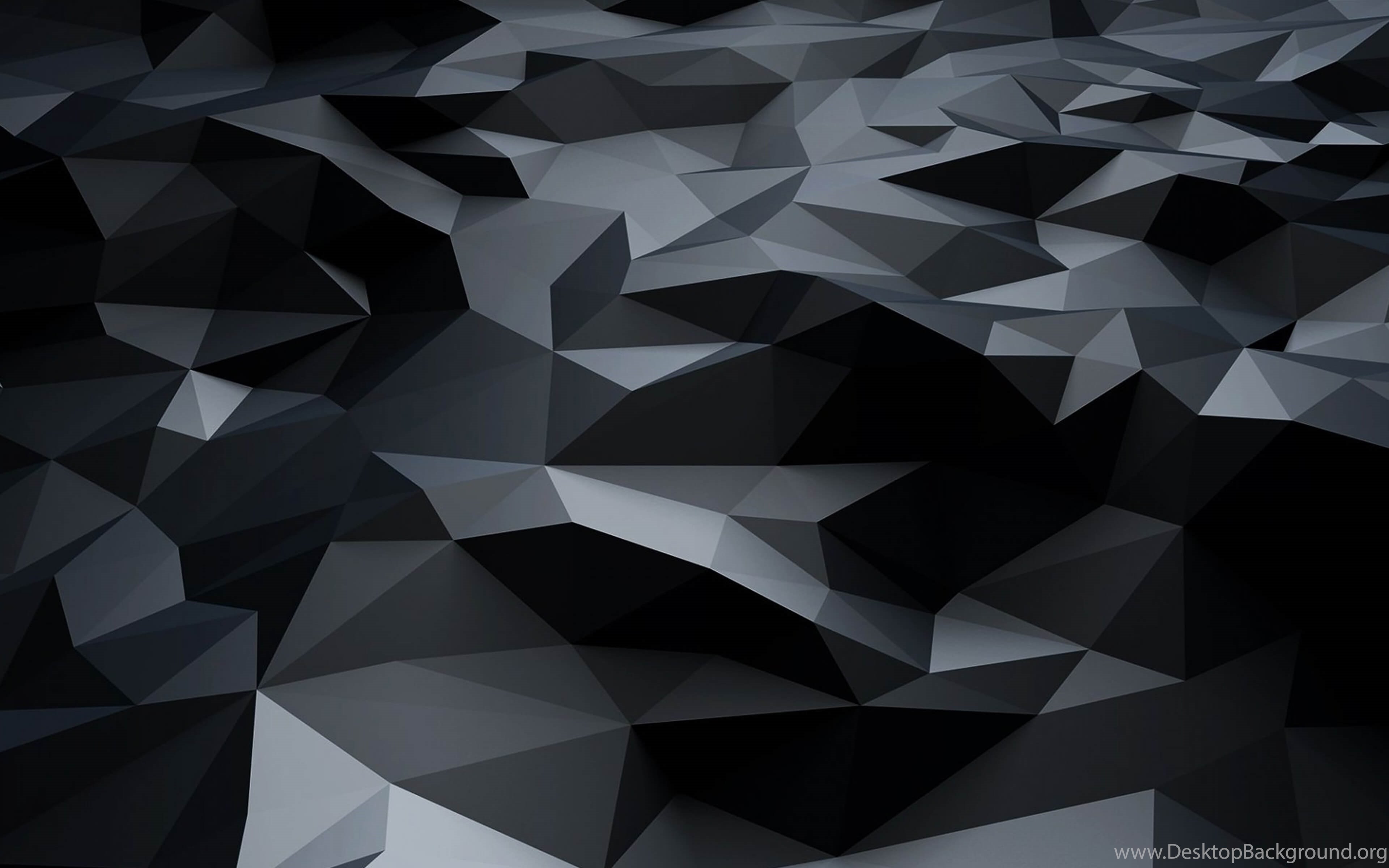 Black 3D Polygons Dark Pattern Ultra HD Wallpaper.jpg Desktop Background