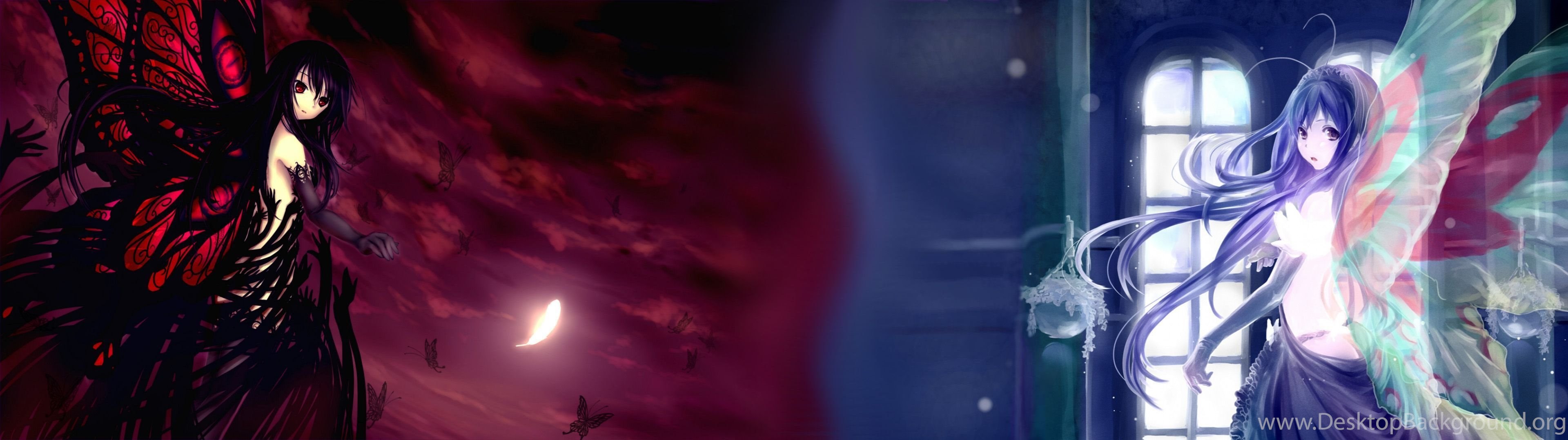 Anime Girls Dual Screen Wallpapers Desktop Background