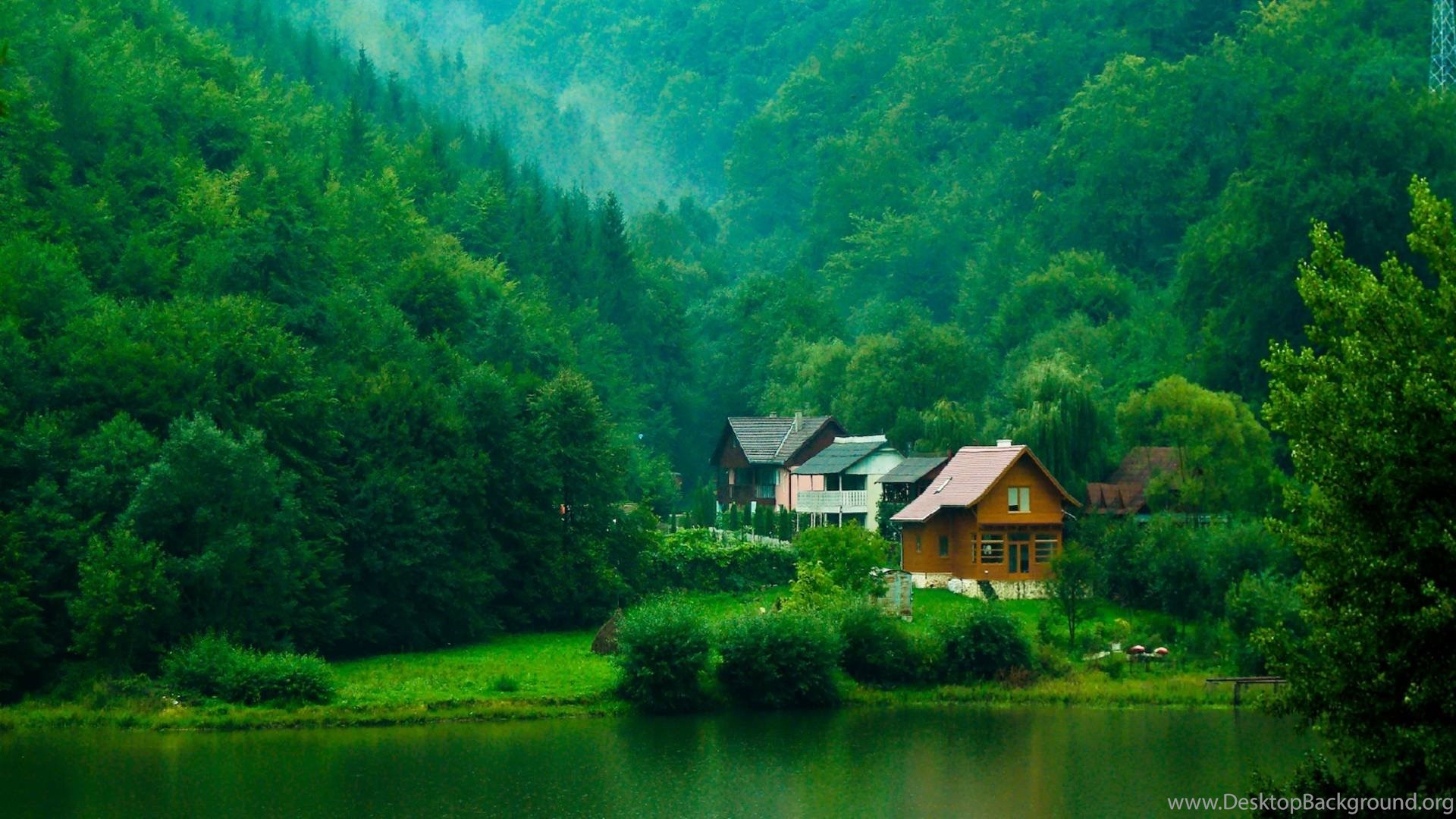 House In The Green Mountain Stunning Scenery Wallpapers Desktop