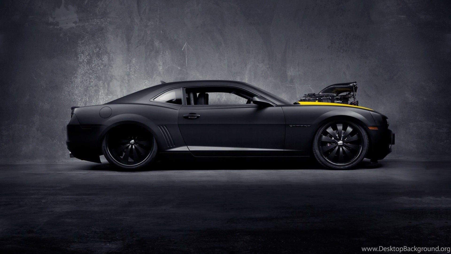 1920x1080 Matte Black Chevrolet Camaro SS Desktop PC And Mac