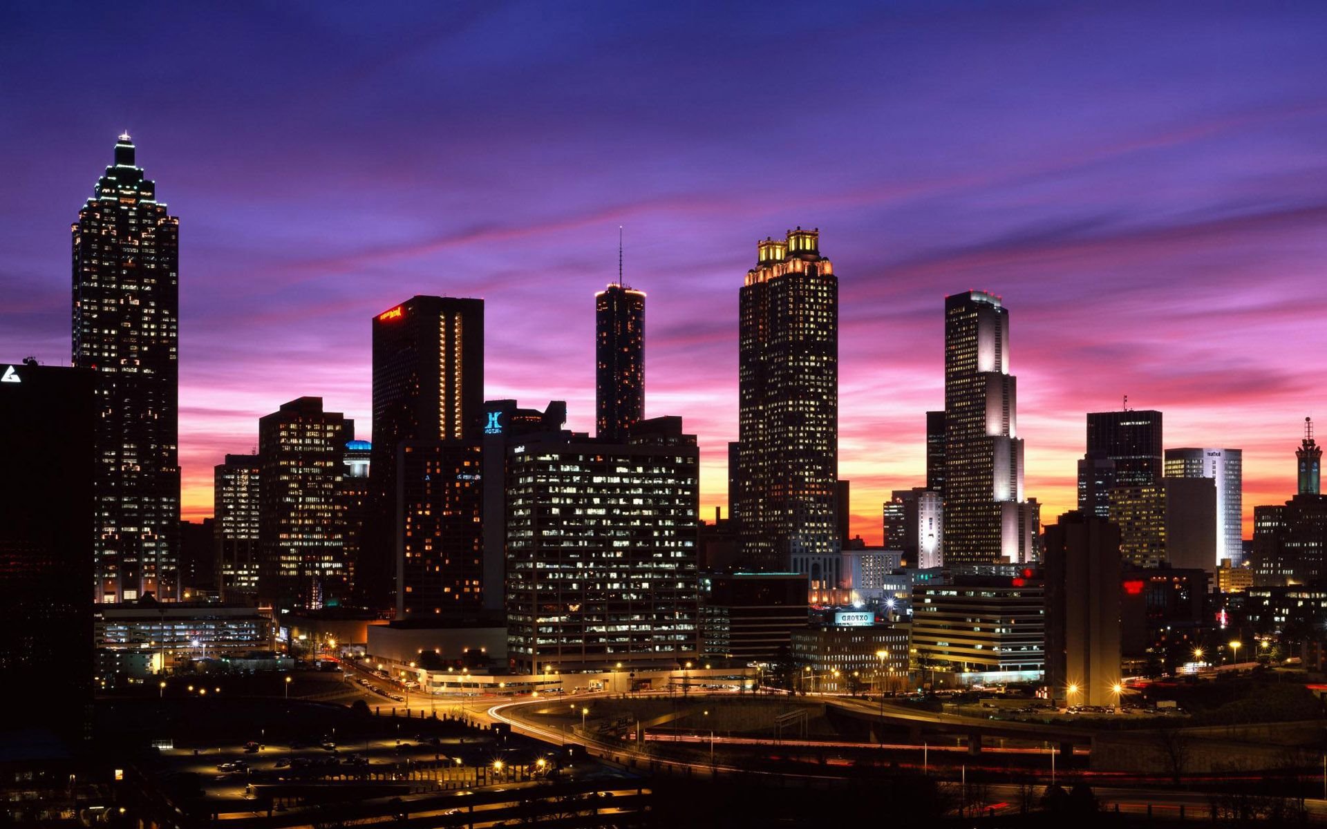  Atlanta  Georgia Downtown Beautiful Night  City  Skyline  