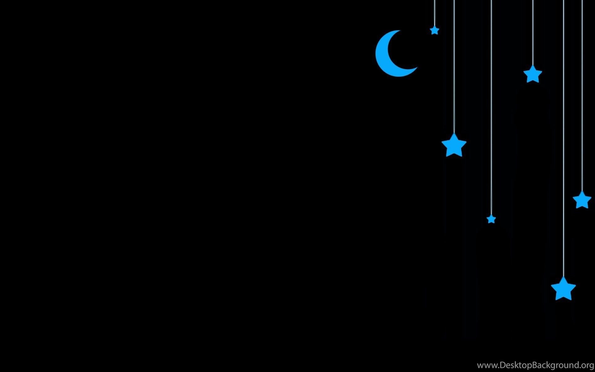 Blue Moon Stars Black Backgrounds Hd Wallpapers Desktop Background