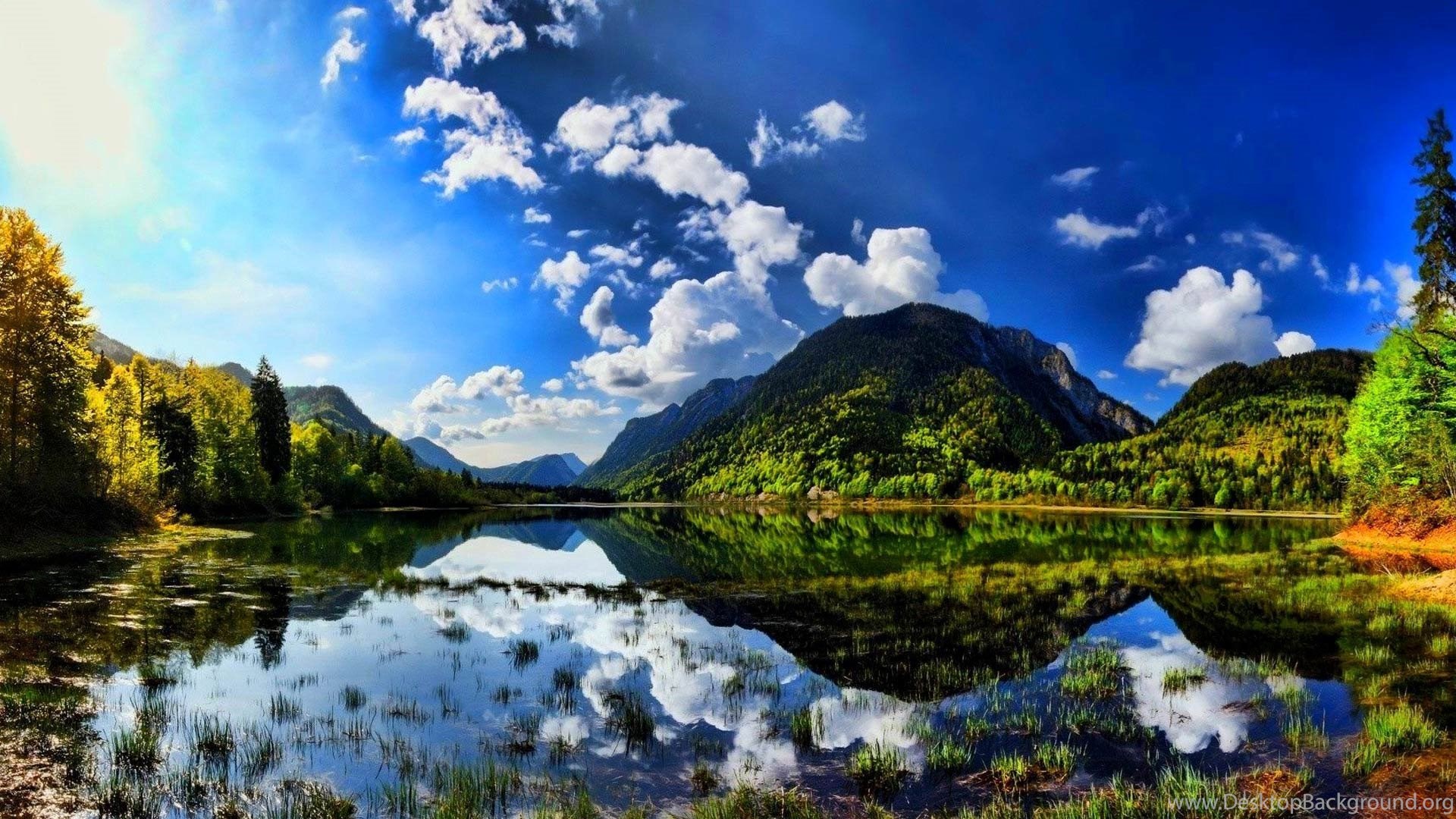 Summer Sunshine Scenes Lake Mountain Wallpapers Free Full Hd