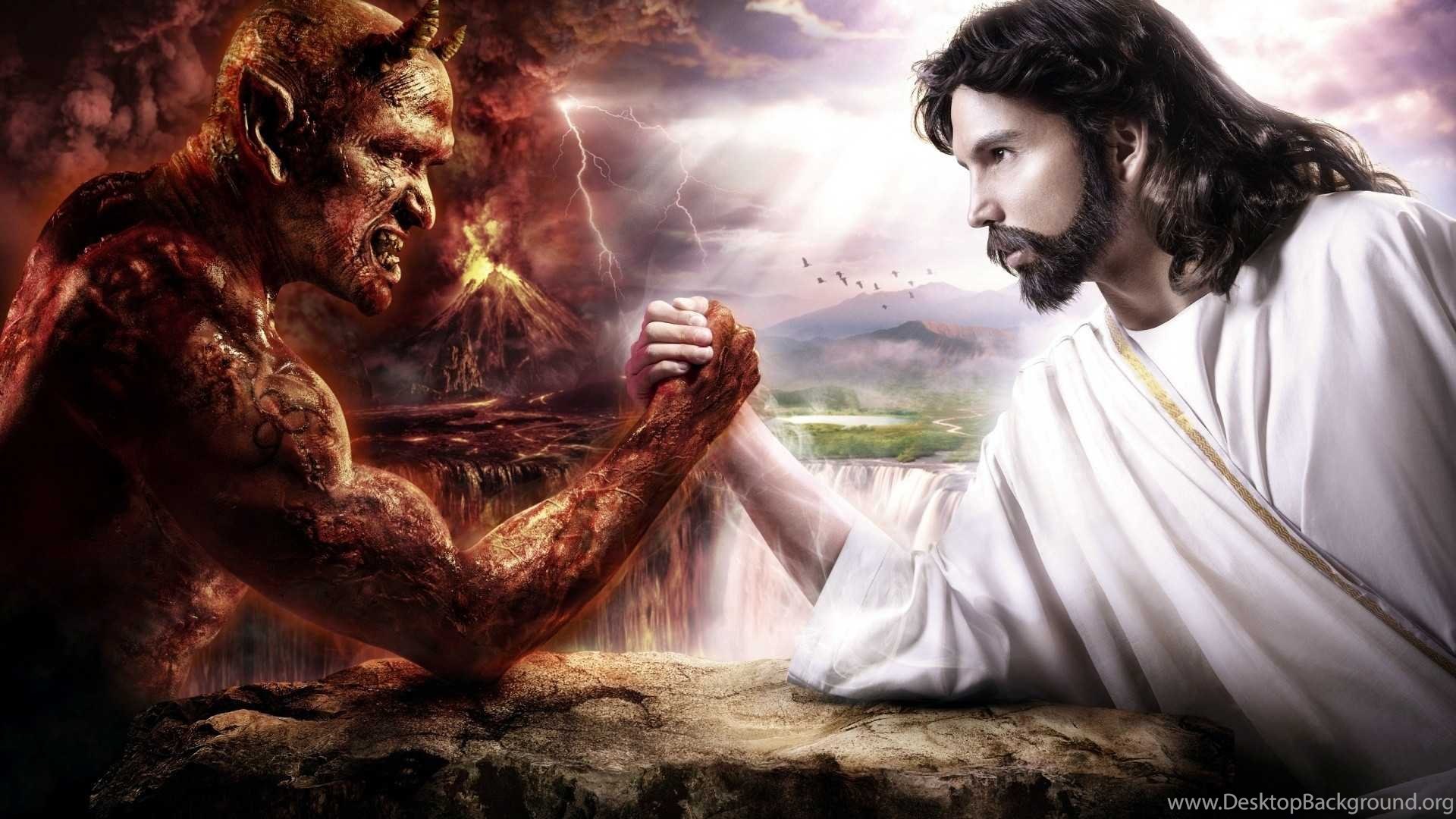 Быть против власти текст. Иисус Христос против Бога. Христос против дьявола. Господь и сатана. Бог дьявол Библия.