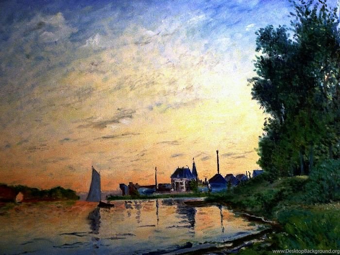 Claude Monet Painting Argenteuil Late Afternoon 1600 10 2 Desktop Background