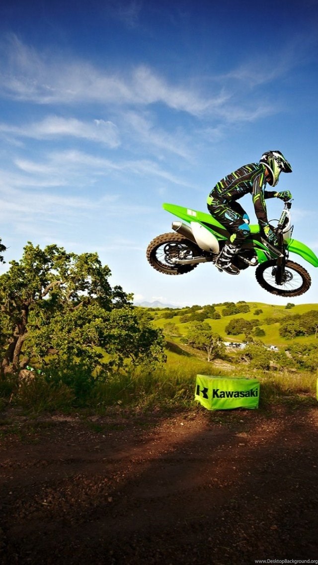 Kawasaki Motocross Jump Iphone 5 Wallpapers Ipod Wallpapers Hd Desktop Background