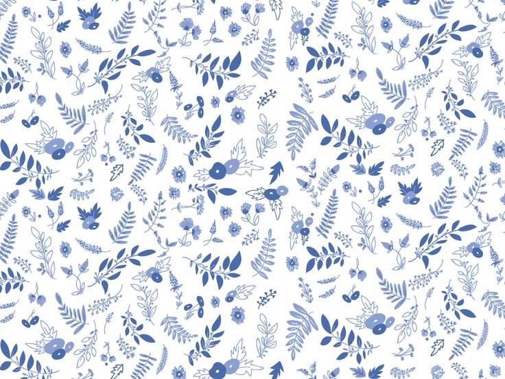 Blue White Floral Botanical Pattern Desktop Wallpaper Backgrounds