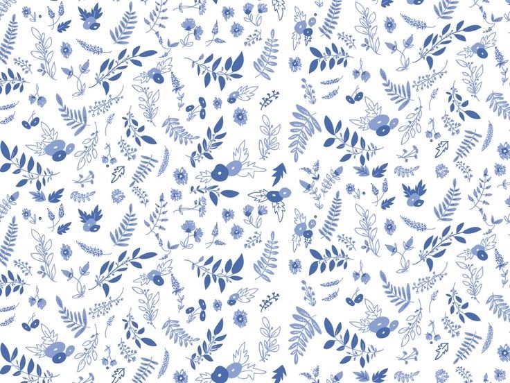Blue White Floral Botanical Pattern Desktop Wallpaper Backgrounds Desktop Background