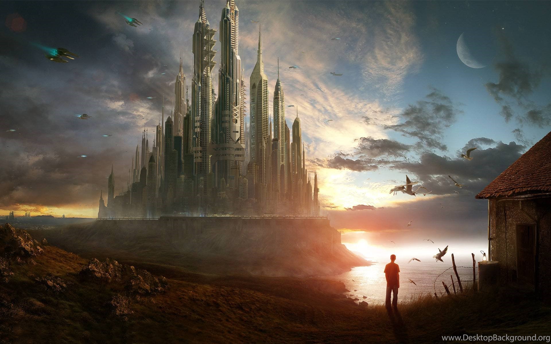 Hd Sci Fi Fiction Landscape Wallpapers For Desktop Full Size