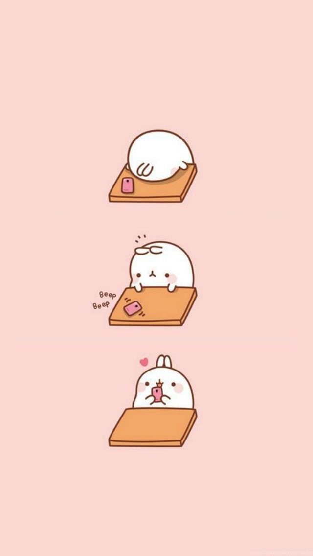 Molang Texting Kawaii Phone Wallpapers Desktop Background