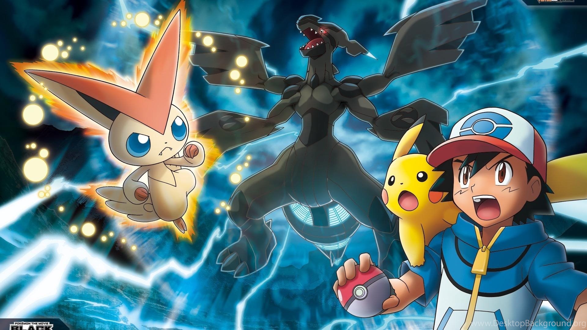 Pokemon Pikachu Ash Ketchum Zekrom Victini Wallpapers Desktop Background